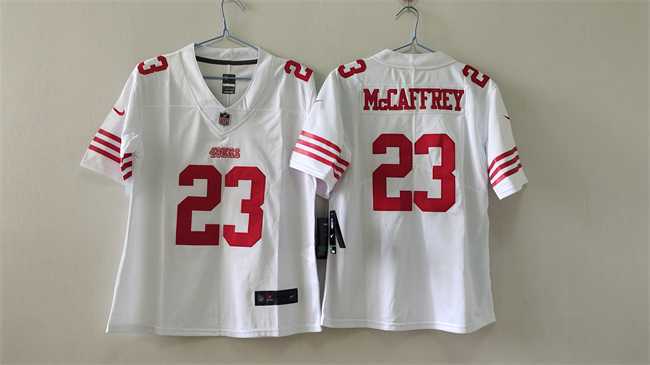 Womens San Francisco 49ers #23 Christian McCaffrey White Stitched Jersey->women nfl jersey->Women Jersey